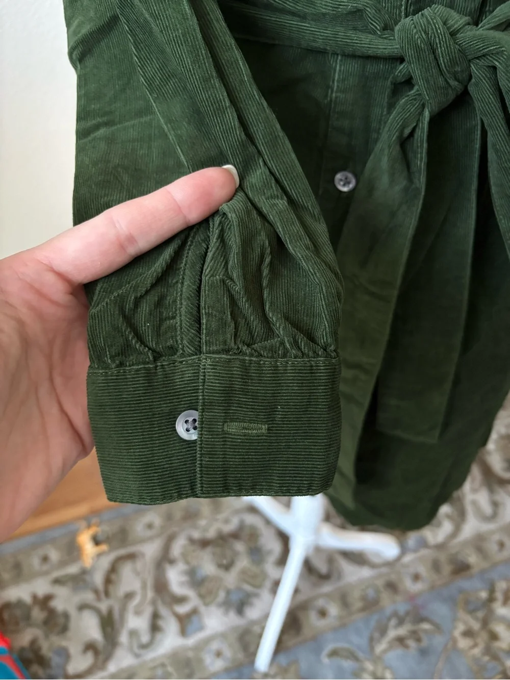 J. Crew Forest Green Button-Front Mini Shirt Dress Size 0